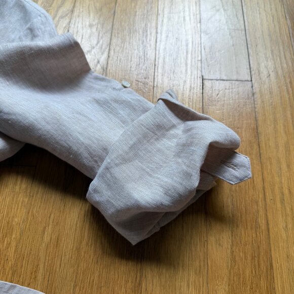 J. Mclaughlin Size L Beige Linen Long Sleeve Button-Down Lagenlook Dress - Picture 9 of 16